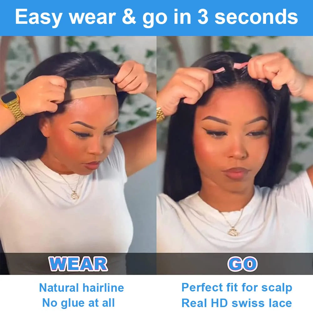 Vietnamese Straight Human Hair Wigs 13x4 Transparent Lace Frontal Wigs Remy Hair Preplucked 230% Density Glueless Wig For Women