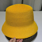 Women Straw Sun Hat Foldable Packable Wide Brim Summer Hat Flat Beach Hat Ladies Crochet Bucket Hat packable sun hat
