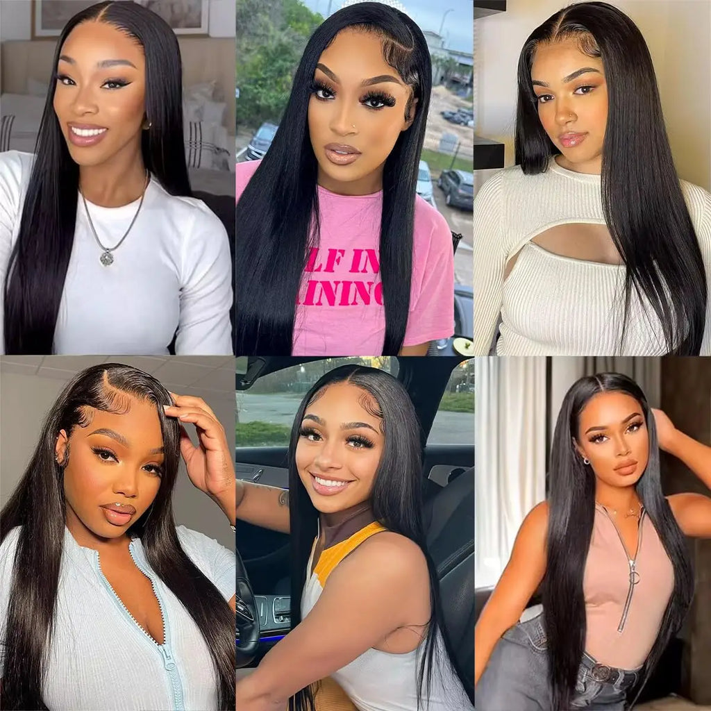 Vietnamese Straight Human Hair Wigs 13x4 Transparent Lace Frontal Wigs Remy Hair Preplucked 230% Density Glueless Wig For Women