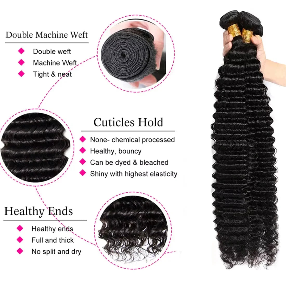 Burmese Curly Bundles with Frontal 100% Human Hair Weave Deep Wave Bundles and Closure Curly Bundles and Frontal For Extension
