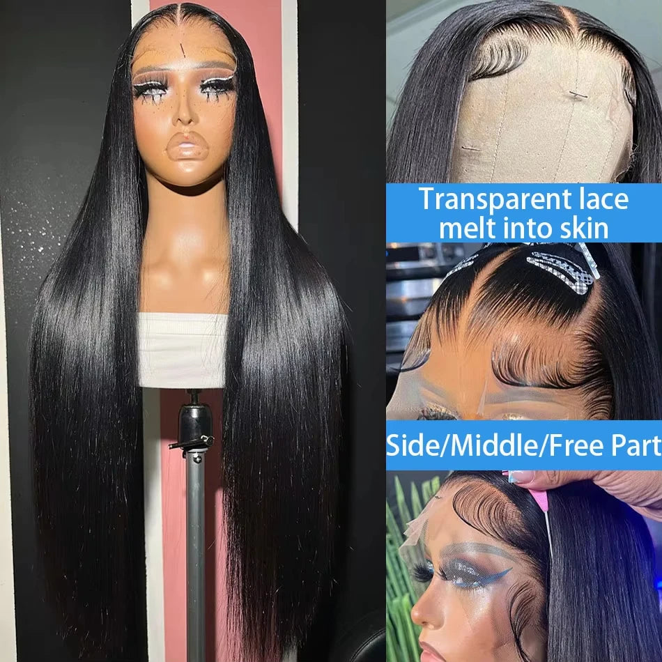 Vietnamese Straight Human Hair Wigs 13x4 Transparent Lace Frontal Wigs Remy Hair Preplucked 230% Density Glueless Wig For Women