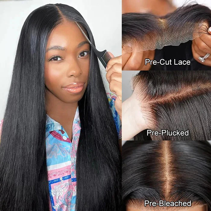 Vietnamese Straight Human Hair Wigs 13x4 Transparent Lace Frontal Wigs Remy Hair Preplucked 230% Density Glueless Wig For Women