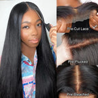 Vietnamese Straight Human Hair Wigs 13x4 Transparent Lace Frontal Wigs Remy Hair Preplucked 230% Density Glueless Wig For Women