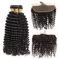 Burmese Curly Bundles with Frontal 100% Human Hair Weave Deep Wave Bundles and Closure Curly Bundles and Frontal For Extension