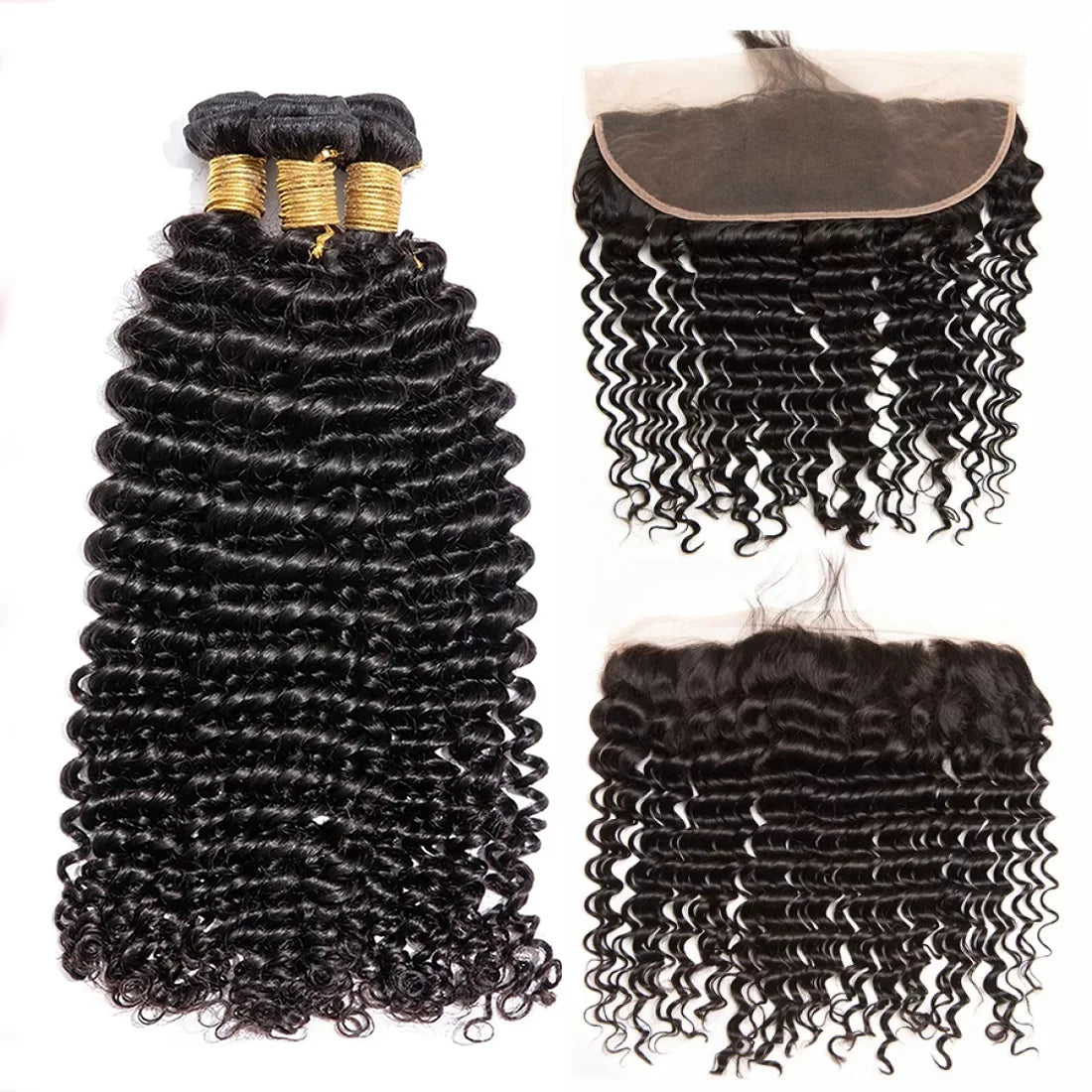 Burmese Curly Bundles with Frontal 100% Human Hair Weave Deep Wave Bundles and Closure Curly Bundles and Frontal For Extension