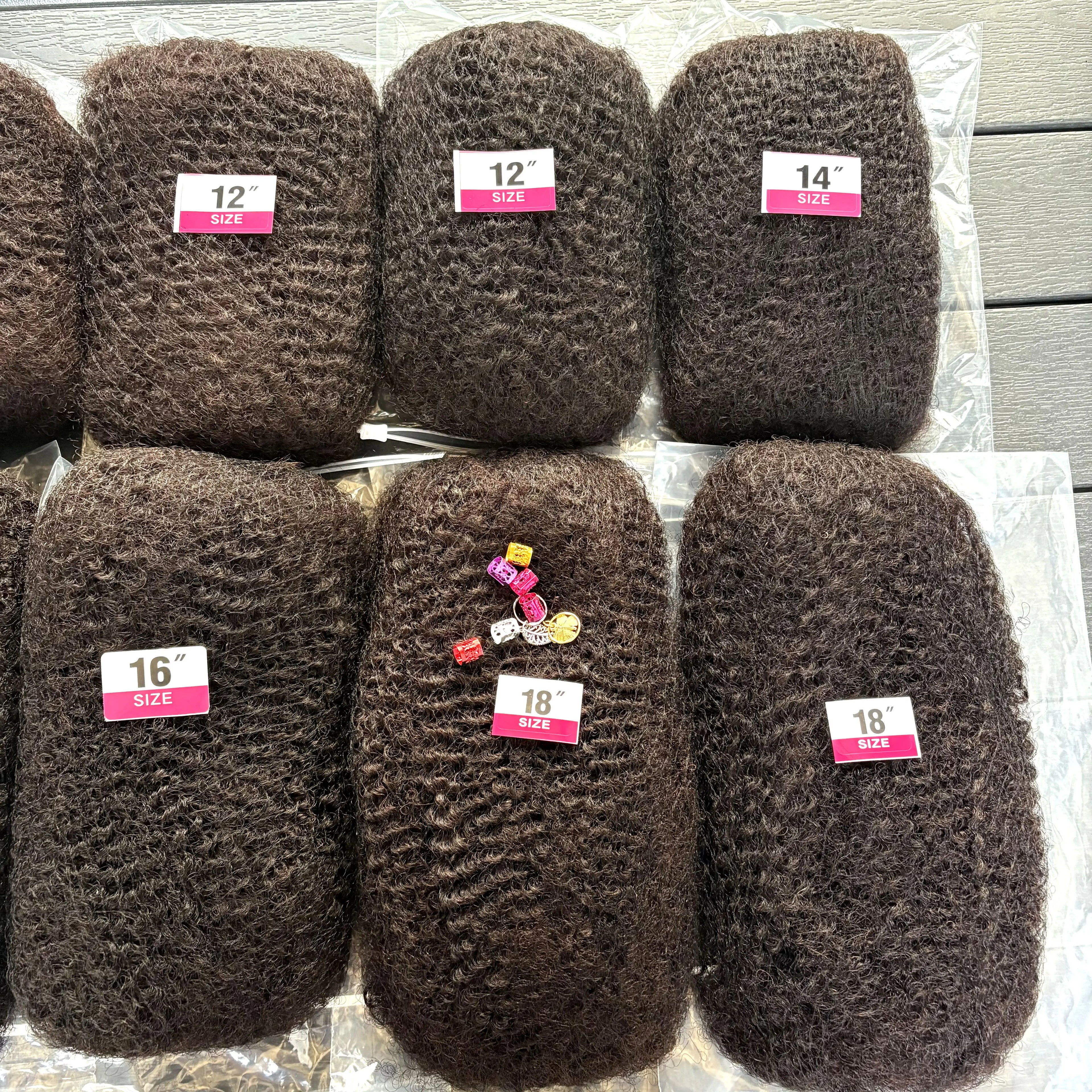 10-16Inch Natural 4C Afro Kinky Curly Bulk Human Hair Extensions No Weft Brazilian Remy Bulk for Locs Braiding Hair