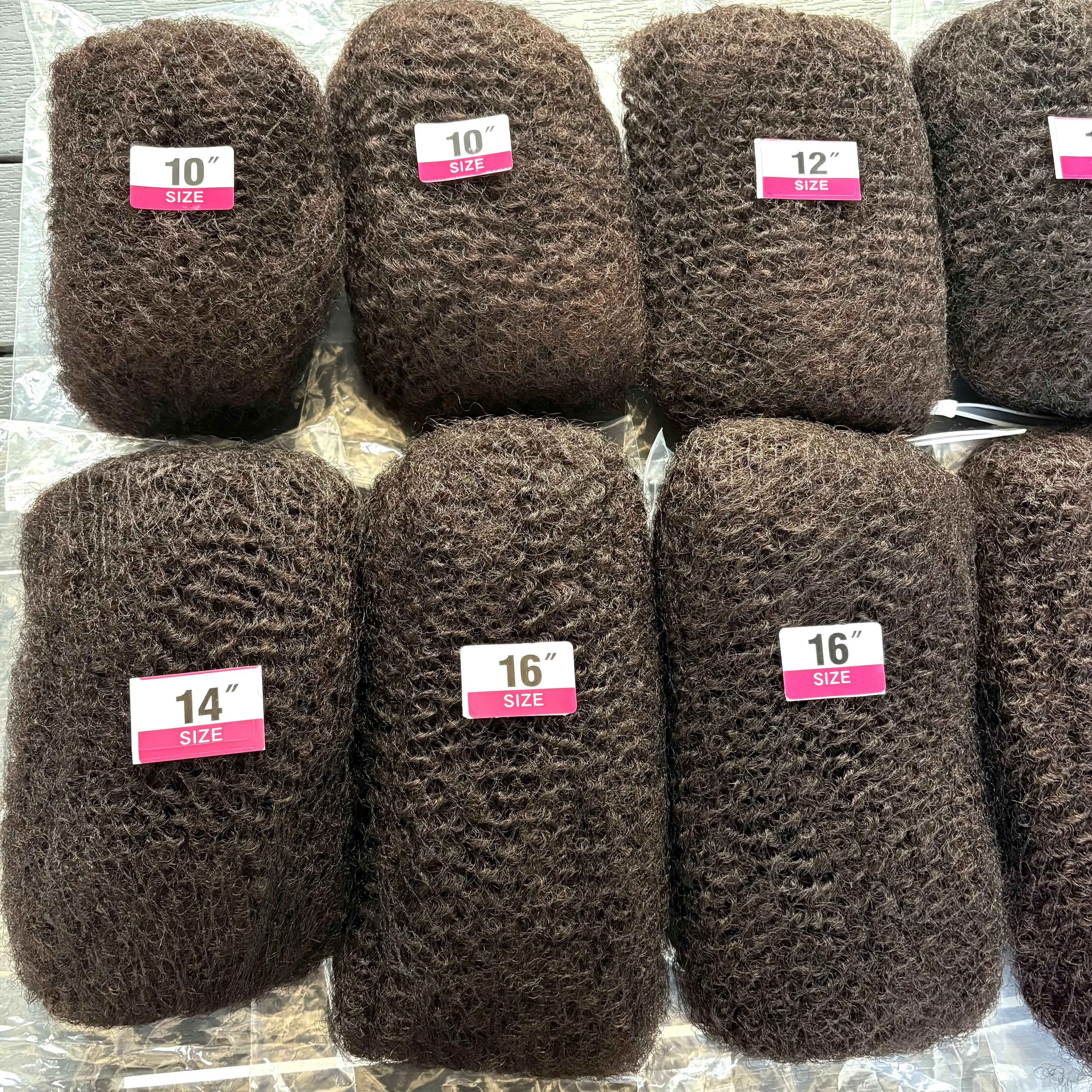 10-16Inch Natural 4C Afro Kinky Curly Bulk Human Hair Extensions No Weft Brazilian Remy Bulk for Locs Braiding Hair