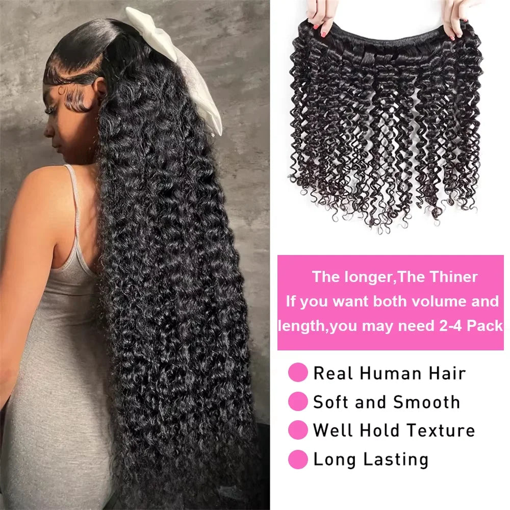 Burmese Curly Bundles with Frontal 100% Human Hair Weave Deep Wave Bundles and Closure Curly Bundles and Frontal For Extension