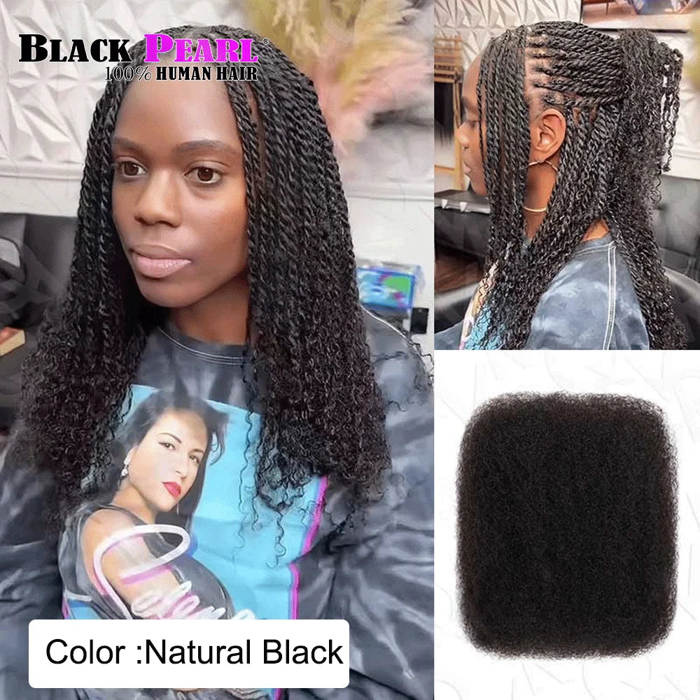 Black Pearl Top QVR Peruvian Kinky Curly Mini Twist Hair 50G/pc Afro Kinky Bulk Human Hair for Braiding 100% Remy Hair Bundles