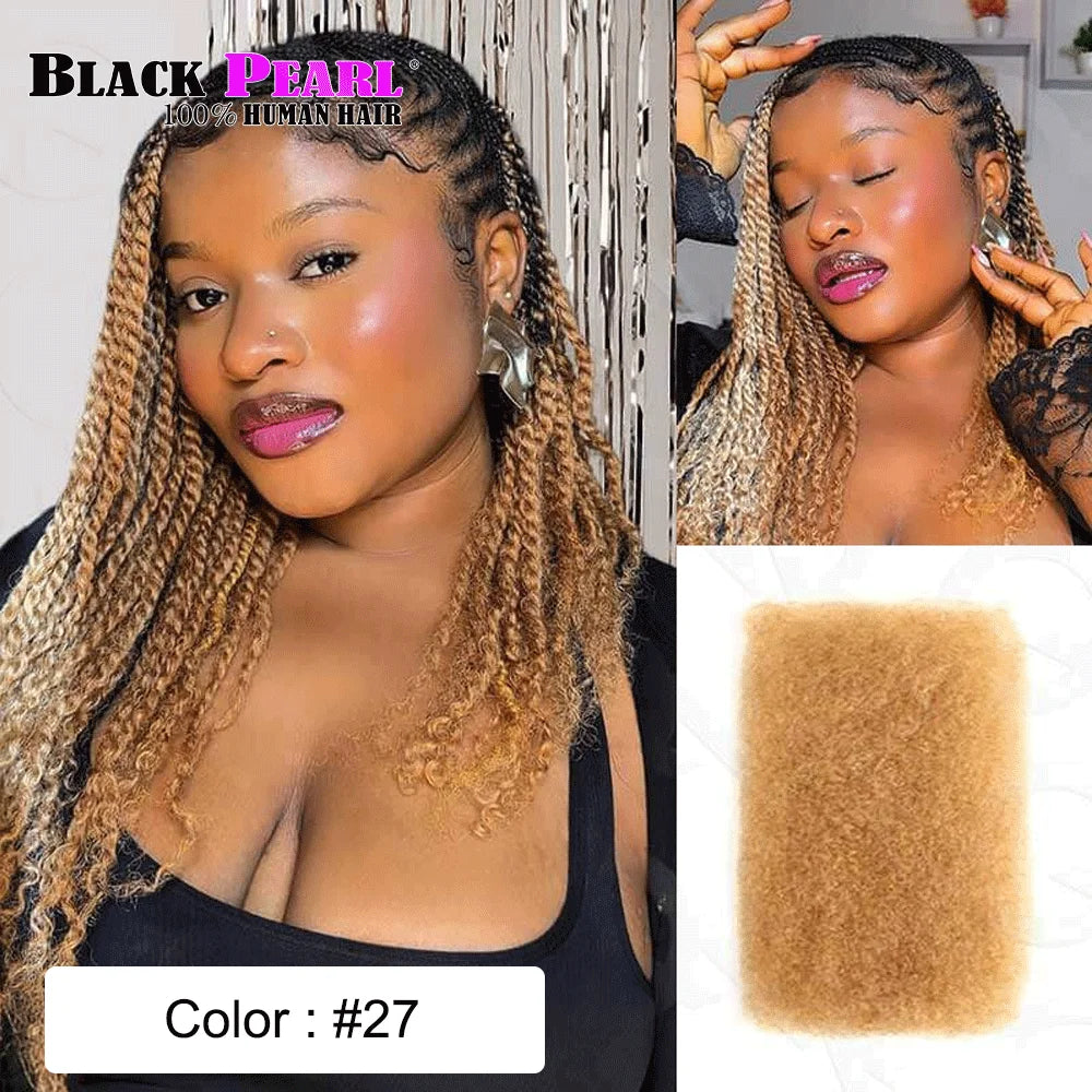 Black Pearl Top QVR Peruvian Kinky Curly Mini Twist Hair 50G/pc Afro Kinky Bulk Human Hair for Braiding 100% Remy Hair Bundles
