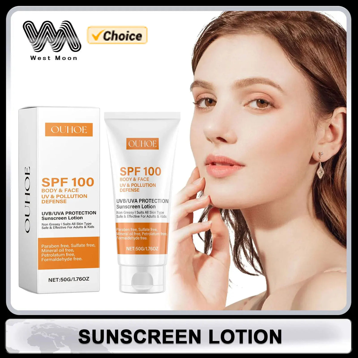 Sunscreen Lotion UV Protective Oil-Control Refreshing Skin Moisturizing Sun Isolate Makeup Hyaluronic Acid Concealer Sun Cream
