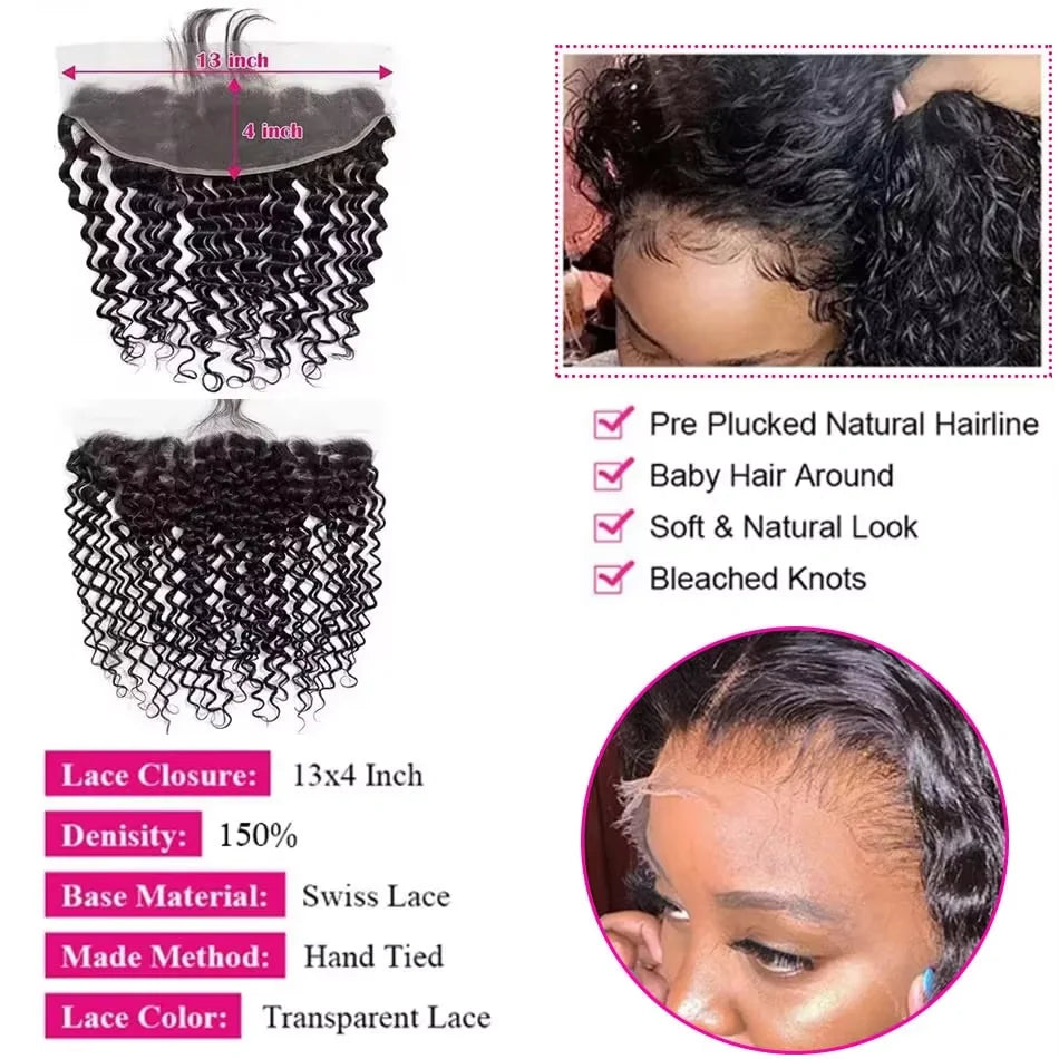 Burmese Curly Bundles with Frontal 100% Human Hair Weave Deep Wave Bundles and Closure Curly Bundles and Frontal For Extension