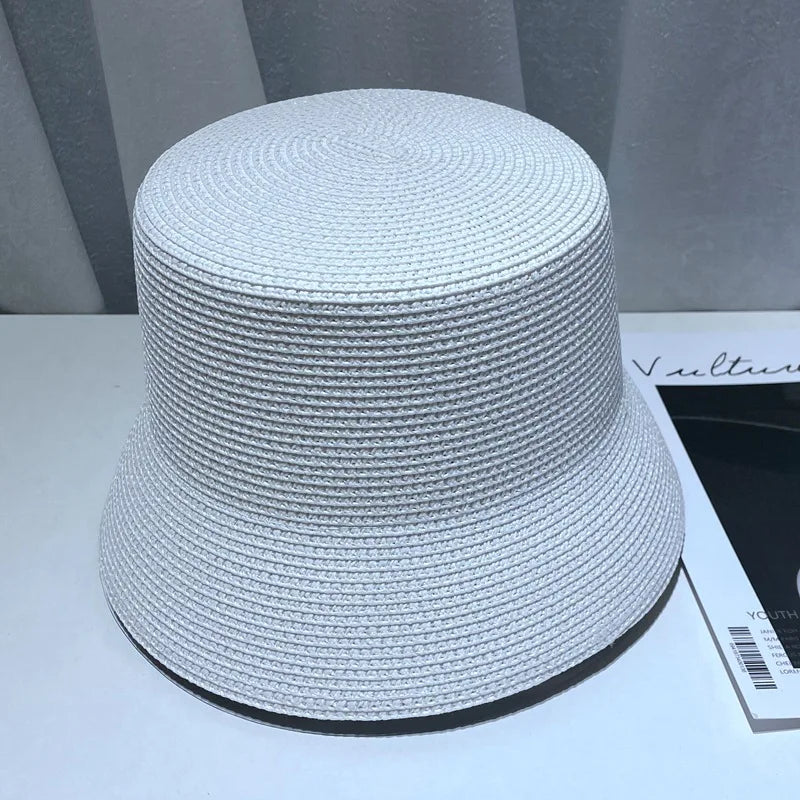 Women Straw Sun Hat Foldable Packable Wide Brim Summer Hat Flat Beach Hat Ladies Crochet Bucket Hat packable sun hat