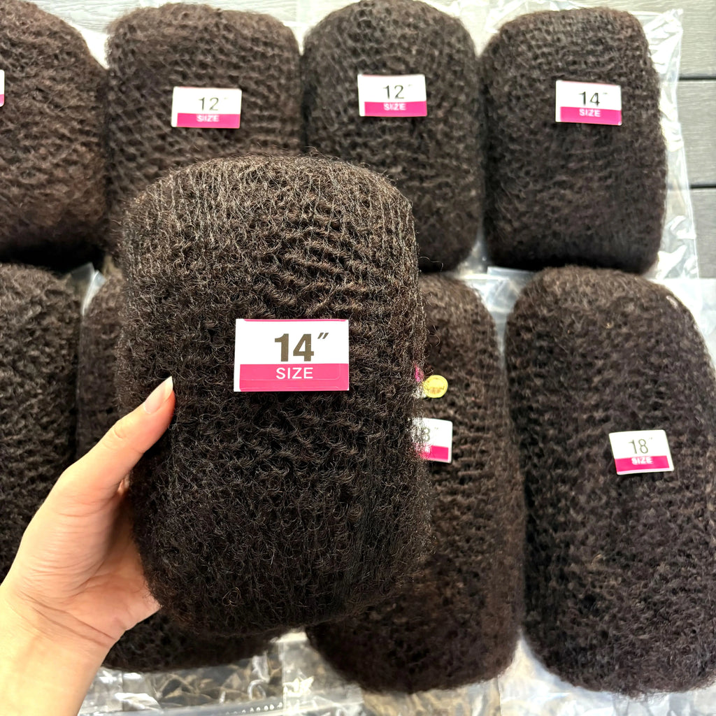 10-16Inch Natural 4C Afro Kinky Curly Bulk Human Hair Extensions No Weft Brazilian Remy Bulk for Locs Braiding Hair