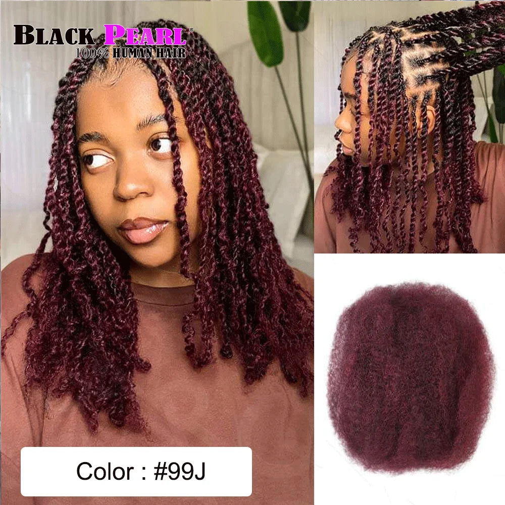 Black Pearl Top QVR Peruvian Kinky Curly Mini Twist Hair 50G/pc Afro Kinky Bulk Human Hair for Braiding 100% Remy Hair Bundles