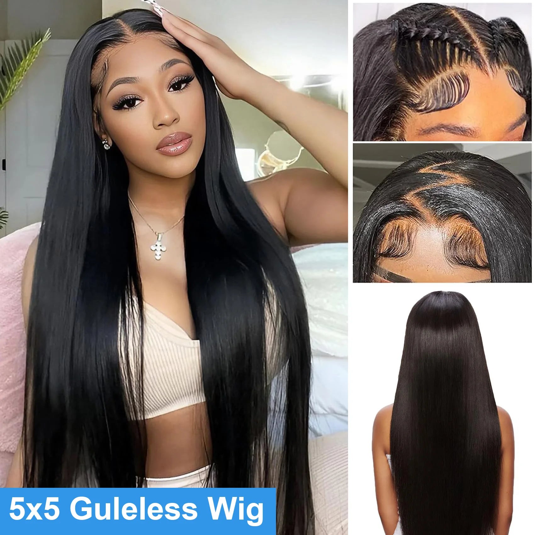 Vietnamese Straight Human Hair Wigs 13x4 Transparent Lace Frontal Wigs Remy Hair Preplucked 230% Density Glueless Wig For Women