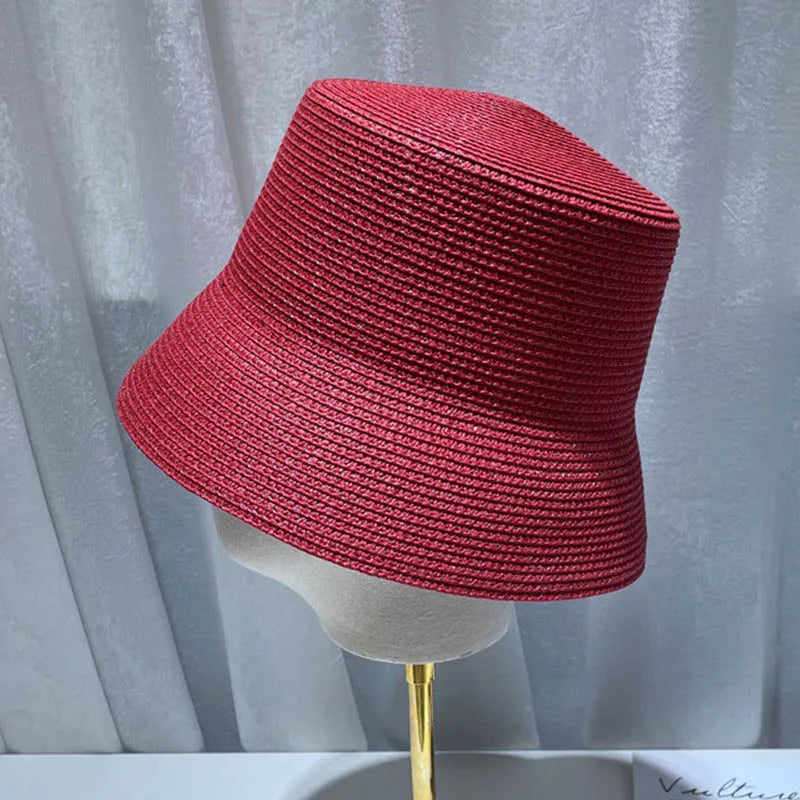 Women Straw Sun Hat Foldable Packable Wide Brim Summer Hat Flat Beach Hat Ladies Crochet Bucket Hat packable sun hat