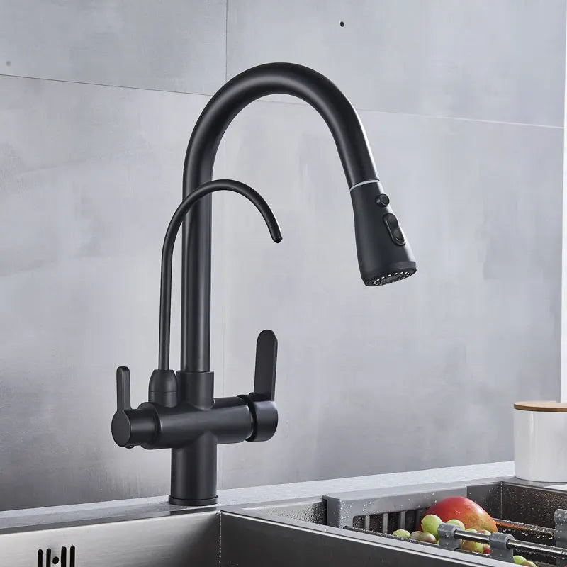 Gold /Black/Chrome Kithcen Purified Faucet Pull Out Water Filter Tap 2/3 Way Torneira Hot Cold Mixer Sink Crane Kitchen Drink