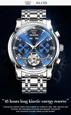OLEVS Men's Watches Automatic Mechanical Business Wristwatch Waterproof Stainless Steel Strap Watch for Man Skeleton Calendar