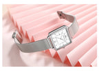 Japan Quartz Movement Green Dial Roman Square Watches Case Stanless Steel Fashion Wristwatch Ladies Rose Gold Watches For Women