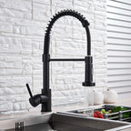 Kitchen Faucets Brush Brass Faucets for Kitchen Sink Single Lever Pull Out Spring Spout Mixers Tap Hot Cold Water Crane