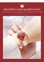 OLEVS Luxury Women Watch Camellia Quartz Japan Movement 30M Waterproof Watch For Women Ceramics Women Wristwatch