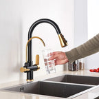Gold /Black/Chrome Kithcen Purified Faucet Pull Out Water Filter Tap 2/3 Way Torneira Hot Cold Mixer Sink Crane Kitchen Drink