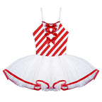 Red Kids Girls Ballerina Fairy Prom Party Costumes Flower Dress Girls Dance Wear Gymnastic Ballet Leotard Tutu Christmas Dresses