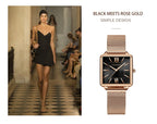 Japan Quartz Movement Green Dial Roman Square Watches Case Stanless Steel Fashion Wristwatch Ladies Rose Gold Watches For Women