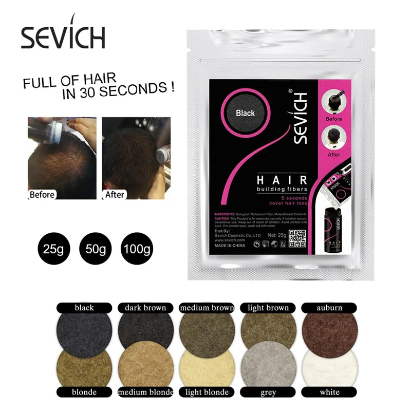 Sevich Hair Fiber Refill 100g Hair Loss Products Keratin Thickening Spray Hair Building Fibers Powders Keratin Hair Regrowth