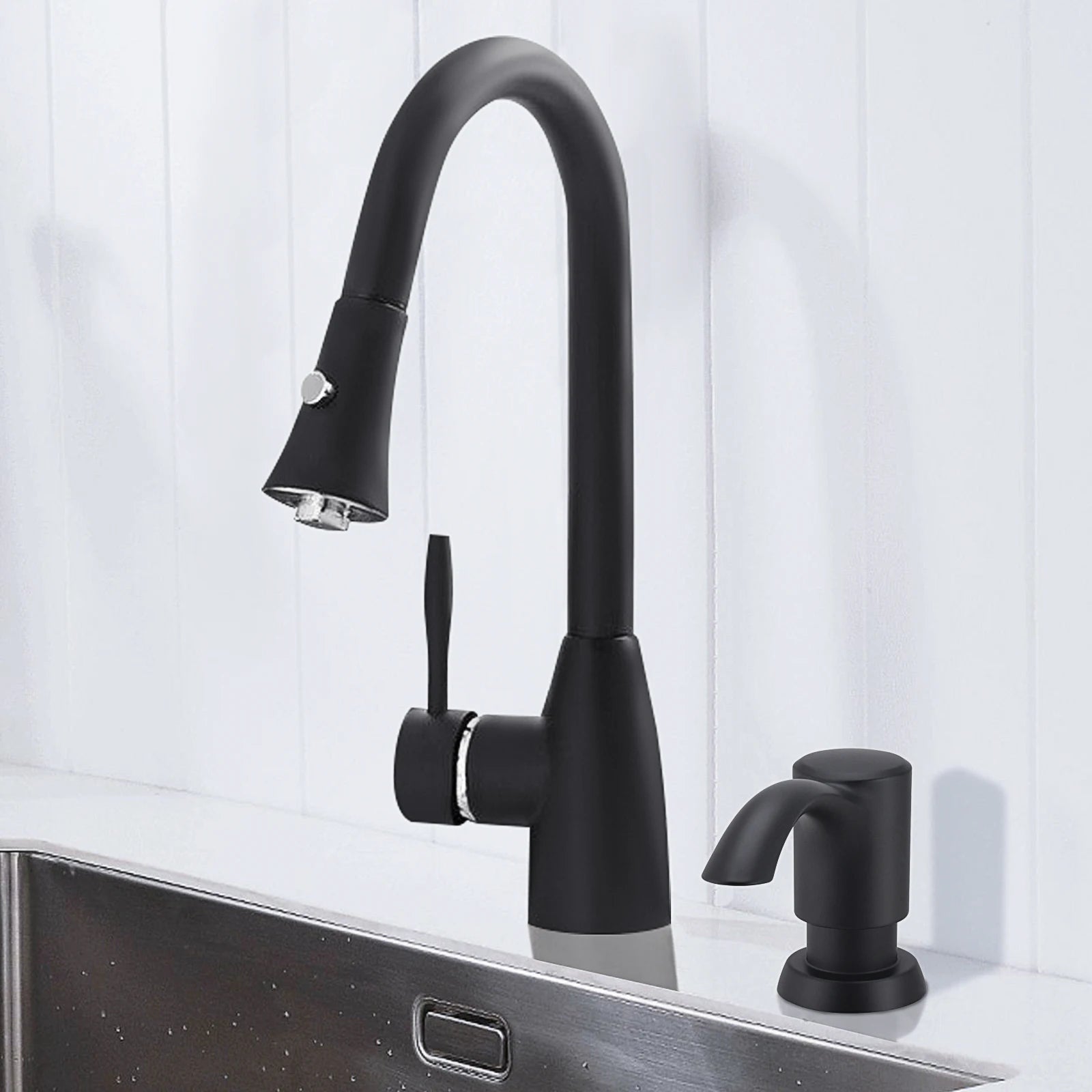 Samodra Nickel Soap dispenser Black Kitchen sink Counter Liquid Soap Dispenser Bottle kitchen accessories 350ml  Built in Pumps