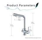 Chrome Purified Water Kitchen Faucet Pure Water Filter Deck Mounted Faucet Crane Dual Handles Hot Cold Water Mixer Taps