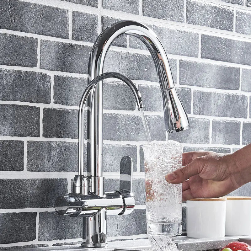 Gold /Black/Chrome Kithcen Purified Faucet Pull Out Water Filter Tap 2/3 Way Torneira Hot Cold Mixer Sink Crane Kitchen Drink