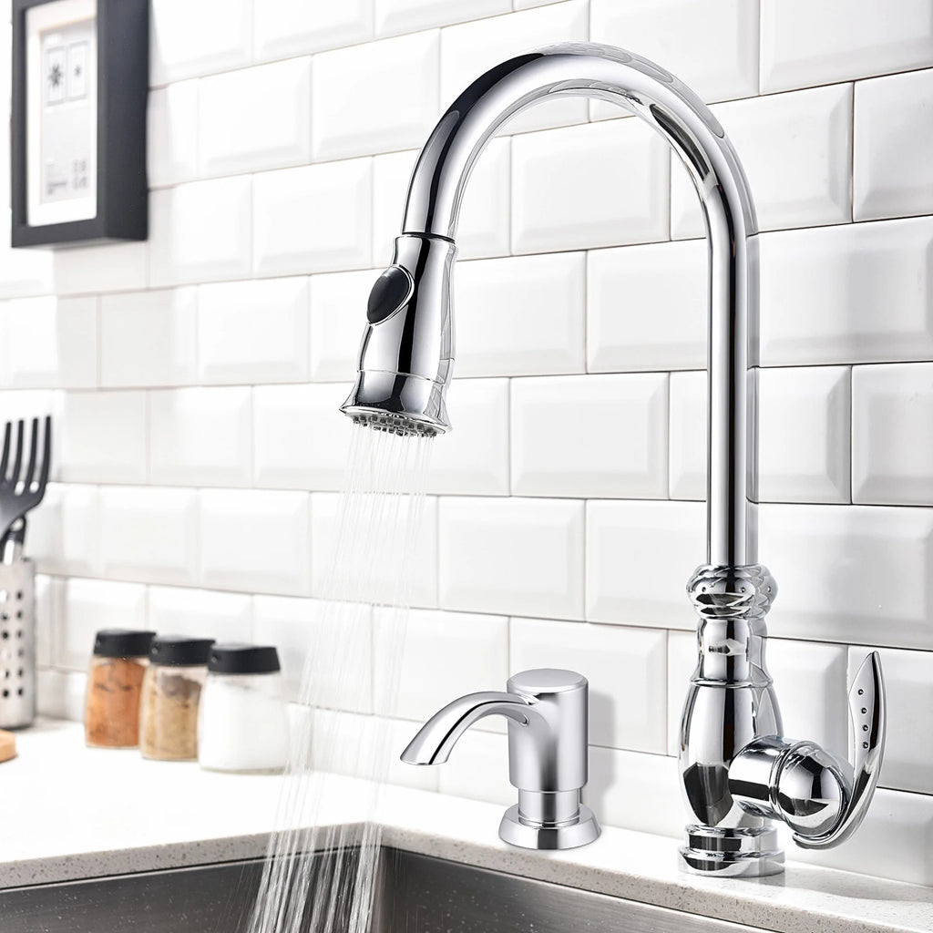 Samodra Nickel Soap dispenser Black Kitchen sink Counter Liquid Soap Dispenser Bottle kitchen accessories 350ml  Built in Pumps