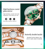 OLEVS Luxury Women Watch Camellia Quartz Japan Movement 30M Waterproof Watch For Women Ceramics Women Wristwatch
