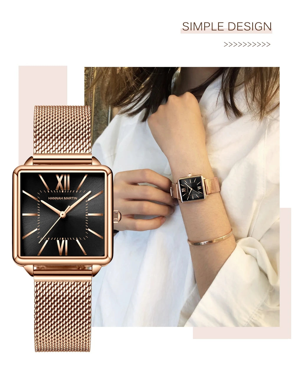 Japan Quartz Movement Green Dial Roman Square Watches Case Stanless Steel Fashion Wristwatch Ladies Rose Gold Watches For Women