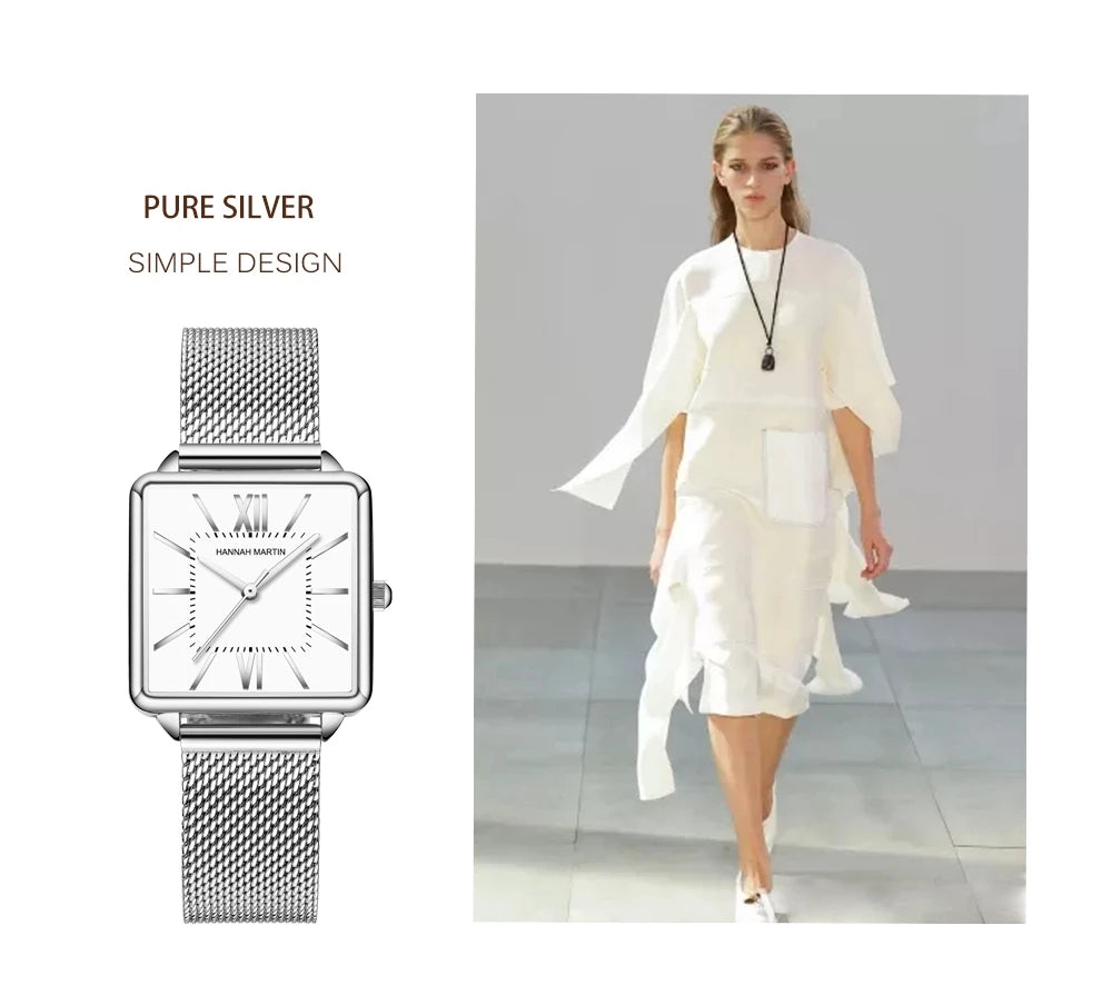 Japan Quartz Movement Green Dial Roman Square Watches Case Stanless Steel Fashion Wristwatch Ladies Rose Gold Watches For Women
