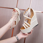 32-40 Summer 16cm High Heel Wedges Heel Sandals 14cm Fashion Thick Bottom Platform Open Toe Ladies Sandals