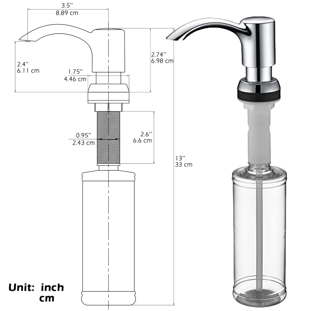 Samodra Nickel Soap dispenser Black Kitchen sink Counter Liquid Soap Dispenser Bottle kitchen accessories 350ml  Built in Pumps