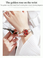 OLEVS Luxury Women Watch Camellia Quartz Japan Movement 30M Waterproof Watch For Women Ceramics Women Wristwatch