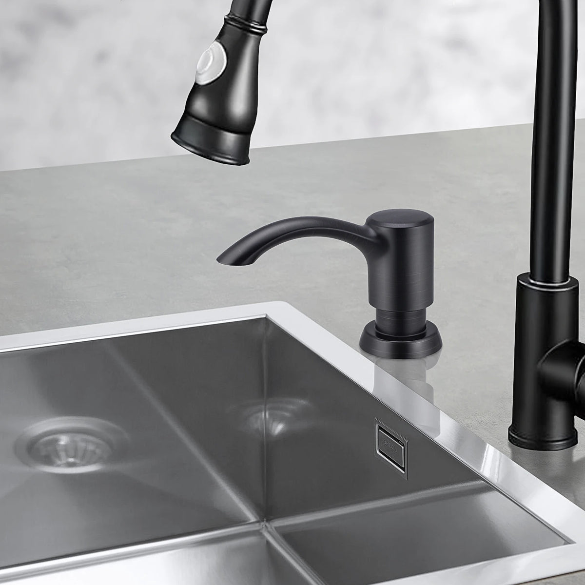 Samodra Nickel Soap dispenser Black Kitchen sink Counter Liquid Soap Dispenser Bottle kitchen accessories 350ml  Built in Pumps