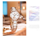 OLEVS Luxury Women Watch Camellia Quartz Japan Movement 30M Waterproof Watch For Women Ceramics Women Wristwatch