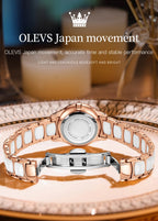 OLEVS Luxury Women Watch Camellia Quartz Japan Movement 30M Waterproof Watch For Women Ceramics Women Wristwatch