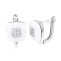 Fashion Square Stud Earrings Ceramic AAA Cubic Zirconia Silver Color Simple U Shape Korean Earrings For Women Send Friend