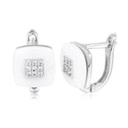 Fashion Square Stud Earrings Ceramic AAA Cubic Zirconia Silver Color Simple U Shape Korean Earrings For Women Send Friend