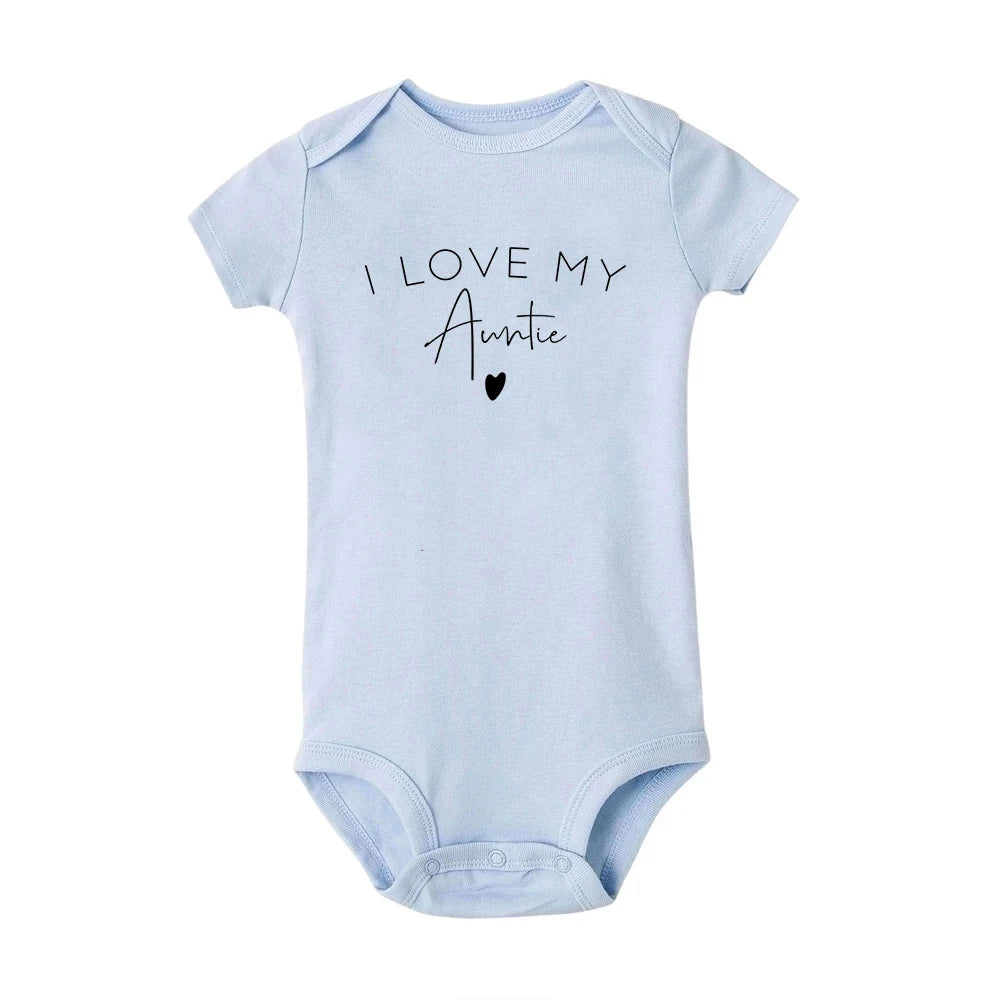 I Love My Mommy Daddy Auntie Baby Infant Romper Fashion Summer Short Sleeve Jumpsuit Toddler Girl Boy Bodysuits Clothes Gifts