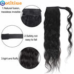 15A Body Wave Ponytail Human Hair Wrap Around Clip in Hairpiece Remy 3C Pony Tail Kinky Curly Ponytail Kinky Straight Ponytail