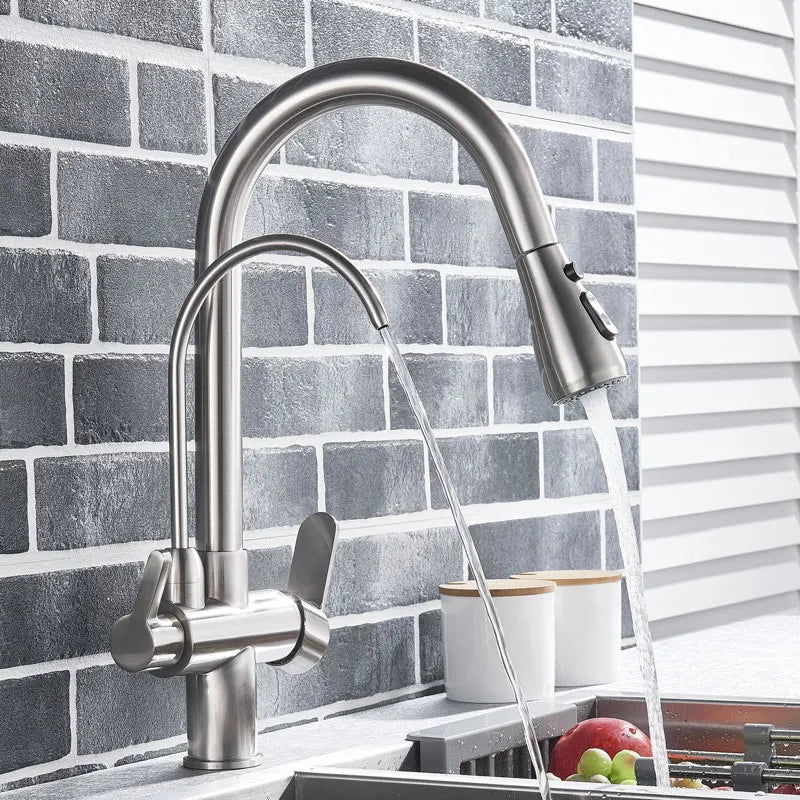Gold /Black/Chrome Kithcen Purified Faucet Pull Out Water Filter Tap 2/3 Way Torneira Hot Cold Mixer Sink Crane Kitchen Drink