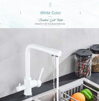 Chrome Purified Water Kitchen Faucet Pure Water Filter Deck Mounted Faucet Crane Dual Handles Hot Cold Water Mixer Taps
