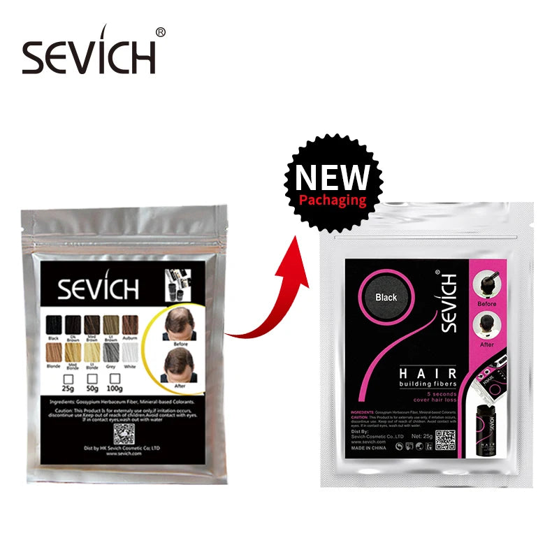 Sevich Refill 100g Hair Fiber Hair Loss Products Hair Building Fibers Powders Thicken Thin Hair 10 Colors Keratin Hair Regrowth
